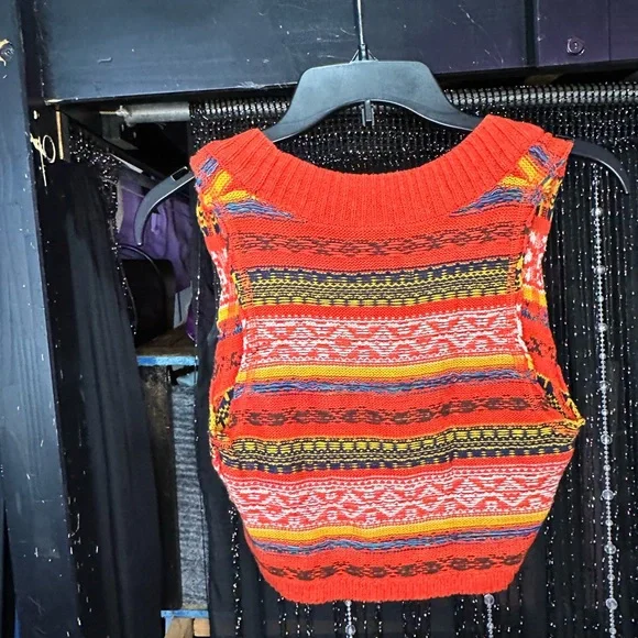 Wren & Glory Denim Jacket with Knit Sleeves & Matching Free People Top - Picture 5 of 8